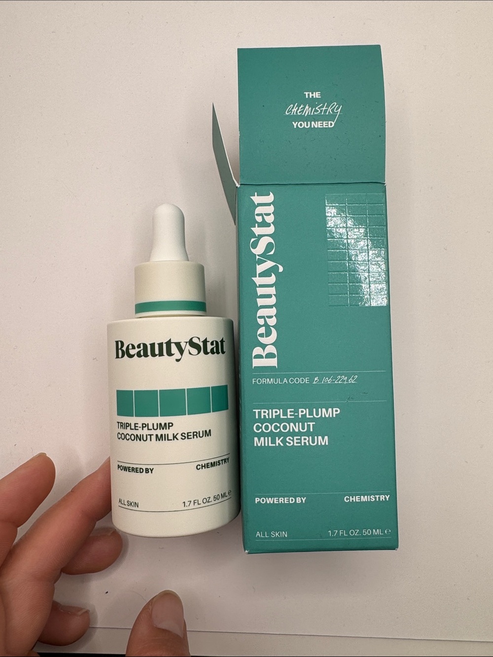 BeautyStat Triple-Plump Coconut Milk Serum — Teal & Cream